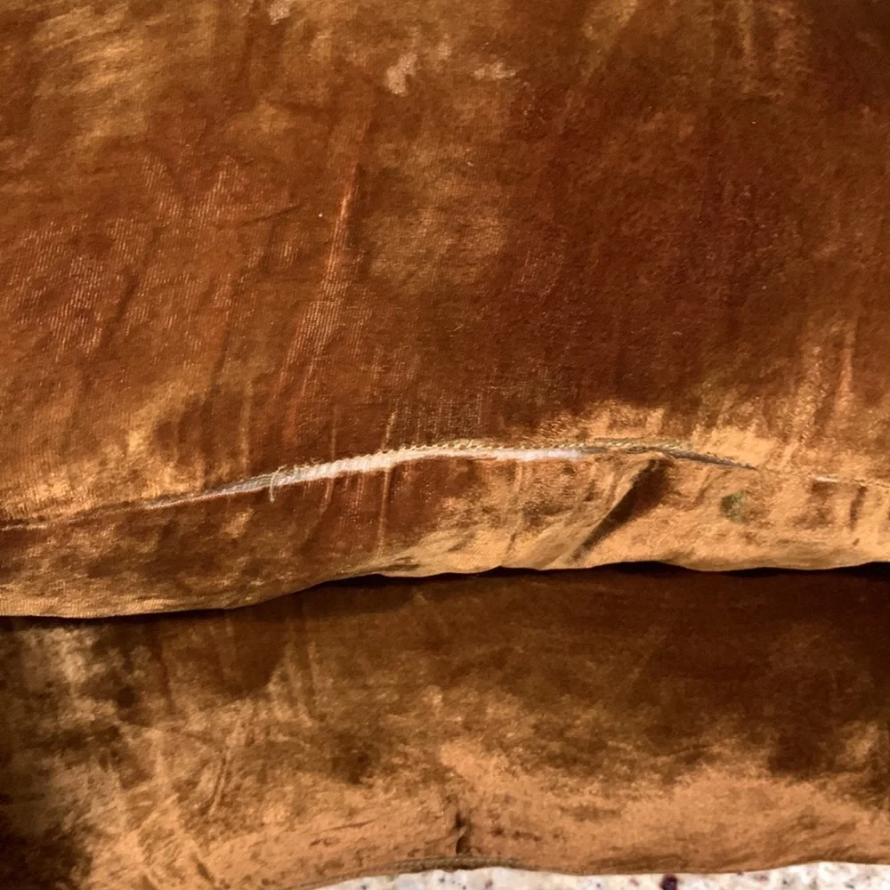 Pier One Velvet Two Color Green Brown Square Decorative Pillow Set